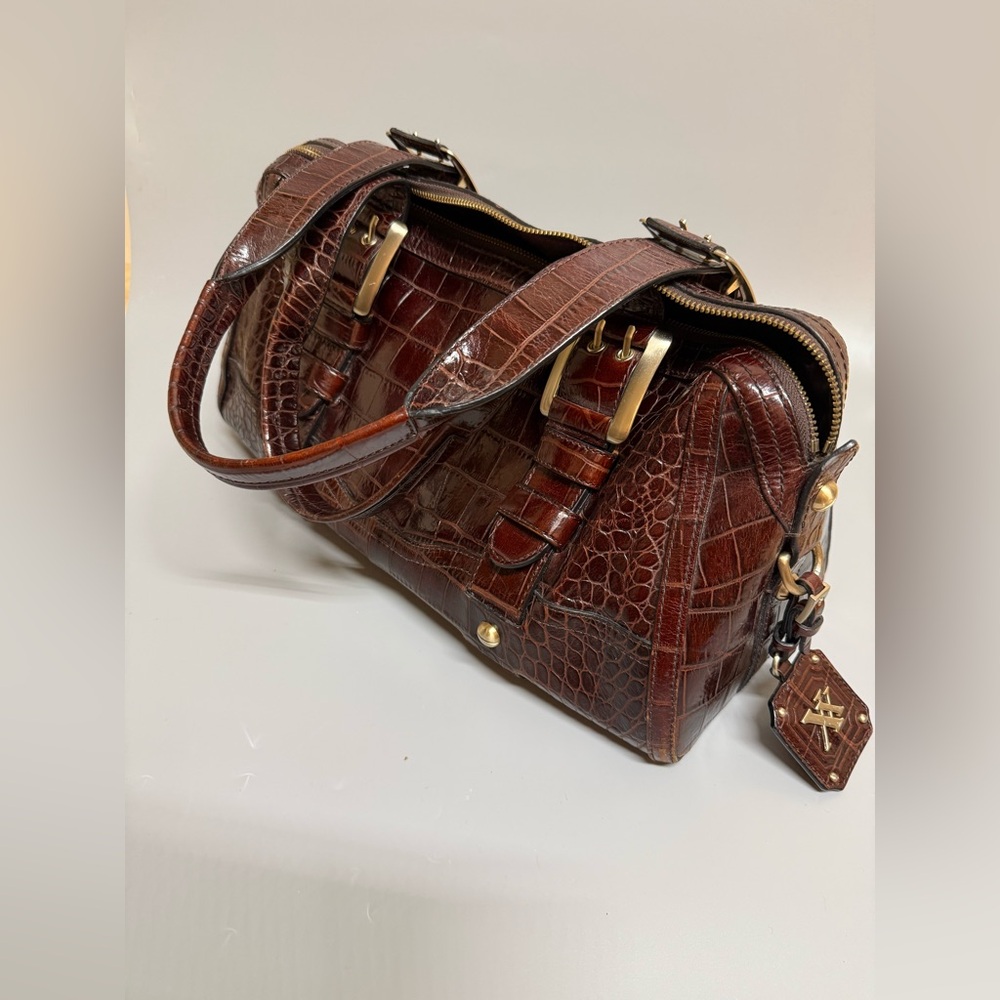 MAXX CROC Y2K genuine leather satchel bag burgundy brown - Picture 15 of 17